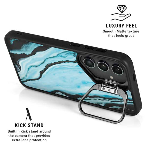 Aqua Blue Marble Ink Galaxy S24 Kickstand Case